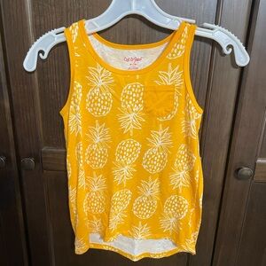 Girls Cat and Jack yellow pineapple print tank size medium